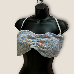 Blue floral Bikini Top size 2X NWT